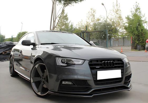 Накладка на передний бампер сплиттер для Audi A6 C7 дорестайлинг 2011-2015 г.в. под бампер S-line, Черный, Audi, Накладка на передний бампер, Не требуется, A6, Новое, На штатные места