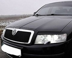 Реснички на фары Skoda Superb 2004-2008 г.в., Черный, Skoda, Декоративные накладки, Не требуется, Пластик, Superb, Новое, SUPERB (3U4) 2001-2008