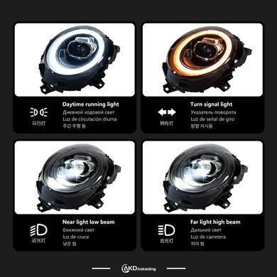 Передние тюнинг лед фары для Mini Cooper F55, F56, F57 2014-2022 г.в. Мини Купер, BMW, Альтернативная оптика, Новое, На штатные места