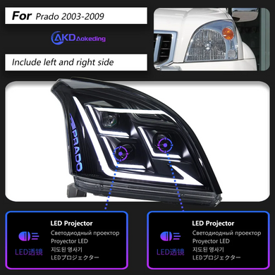 Передние тюнинг лед фары Toyota Prado 120 2003-2009 г.в. Тойота Прадо 120, Toyota, Альтернативная оптика, Prado, Новое, На штатные места