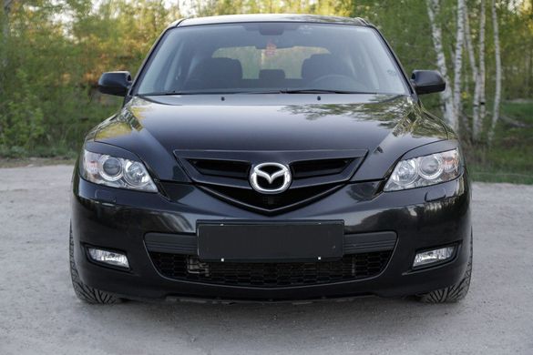 Накладки на передні фари (війки) Mazda 3 хетчбек 2003-2008, Черный, Mazda, Декоративные накладки, Требуется, ABS-пластик, 3, Новое, На штатные места, 3 (BK) 2003-2009