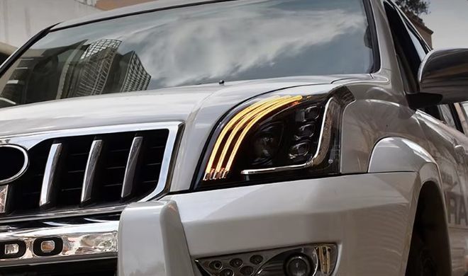 Передние тюнинг лед фары Toyota Prado 120 2003-2009 г.в. Тойота Прадо 120, Toyota, Альтернативная оптика, Prado, Новое, На штатные места