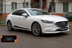 Молдинги на двери Mazda 6 2018-, Черный, Mazda, Молдинги дверей, Не требуется, ABS-пластик, 6, Новое, На штатные места, 6 Sedan (GJ, GH) 2012-