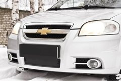 Зимова заглушка решітки переднього бампера Chevrolet Aveo седан 2007-2012 р.в. Шевролет Авео, Черный, Chevrolet, Зимова заглушка від холоду, Не требуется, ABS-пластик, Aveo, Новое, На штатные места, AVEO Sedan (T250, T255) 2005-