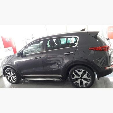 Боковые пороги площадка Kia Sportage 2016+ г.в. Allmond Grey