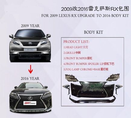 Комплект рестайлинга Lexus RX270 / RX350 / RX450H из 2009-2015г в 2016+г.в.