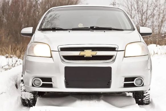 Зимняя заглушка решётки переднего бампера Chevrolet Aveo седан 2007-2012 г.в. Шевролет Авео, Черный, Chevrolet, Зимняя заглушка от холода, Не требуется, ABS-пластик, Aveo, Новое, На штатные места, AVEO Sedan (T250, T255) 2005-