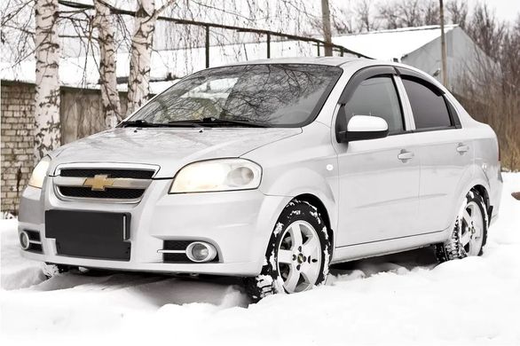 Зимняя заглушка решётки переднего бампера Chevrolet Aveo седан 2007-2012 г.в. Шевролет Авео, Черный, Chevrolet, Зимняя заглушка от холода, Не требуется, ABS-пластик, Aveo, Новое, На штатные места, AVEO Sedan (T250, T255) 2005-