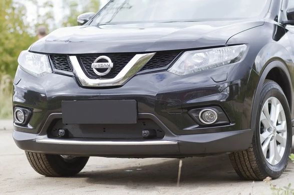 Зимняя заглушка решётки переднего бампера Nissan X-trail 2015+ Нисан Х-Трейл