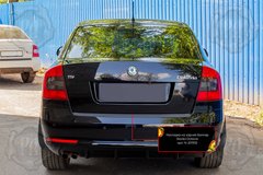 Накладка на задній бампер Skoda Octavia A5 рестайлінг 2008-2013 р.в. Октавіа А5, Черный, Захисні накладки, Skoda, Защита заднего бампера, Не требуется, ABS-пластик, Octavia, Новое, На штатные места, OCTAVIA (1Z3) 2004-