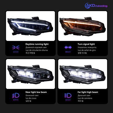 Передні тюнінг лед фари Honda Civic 2016-2021 р.в. Хонда Цивік 10, Honda, Альтернативная оптика, Civic, Новое, На штатные места