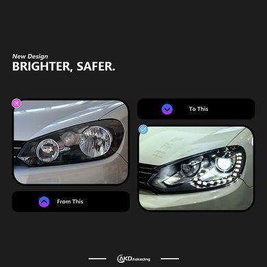 Передние лед фары для Volkswagen Golf 6 2009-2012 г.в. Волксваген Гольф 6, Volkswagen, Альтернативная оптика, Golf, Новое, На штатные места, GOLF VI (5K1) 2008-2013