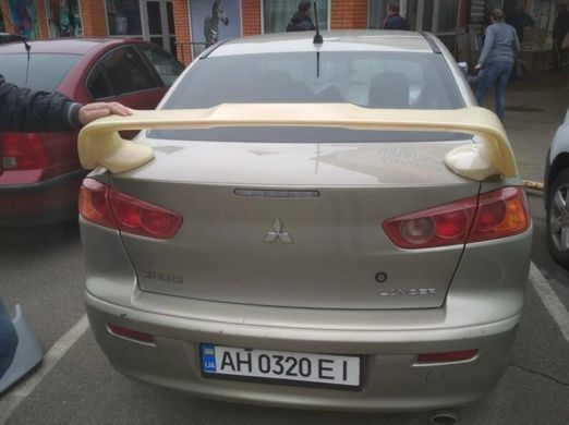 Спойлер багажника Mitsubishi Lancer X седан 2007 р.в. у стилі Evo, Серый грунт (под покраску), Mitsubishi, Требуется, ABS-пластик, Lancer, Новое, На штатные места, LANCER Sedan (CY/Z_A) 2007-