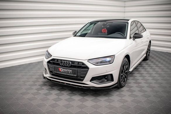 Накладка на передний бампер сплитер Audi A4 B9 рестайлинг 2019+ г.в. Ауди А4 Б9, Черный, Внешний Тюнинг, Audi, Накладка на передний бампер, Не требуется, ABS-пластик, A4, Новое, На штатные места, A4 (B9) 2015-