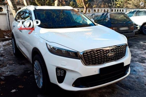 Вії на фари Kia Sorento 2014-2020 р.в. Кіа Соренто, Серый грунт (под покраску), Зовнішній тюнінг, Kia, Декоративные накладки, Требуется, ABS-пластик, Sorento, Новое, На штатные места, Sorento 2015-