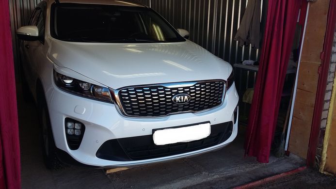 Вії на фари Kia Sorento 2014-2020 р.в. Кіа Соренто, Серый грунт (под покраску), Зовнішній тюнінг, Kia, Декоративные накладки, Требуется, ABS-пластик, Sorento, Новое, На штатные места, Sorento 2015-