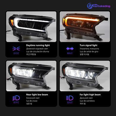 Передние тюнинг лед фары для Ford Ranger T6 \ Everest 2016-2021 г.в. Форд Ренджер \ Еверест, Ford, Альтернативная оптика, Ranger, Новое, На штатные места