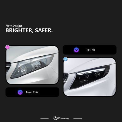 Передні тюнінг лед фари Mercedes Vito W447 2014+ р.в. Мерседес Віто, Оптика, Mercedes, Альтернативная оптика, Vito, Новое, На штатные места, Vito ( W447) 2014-