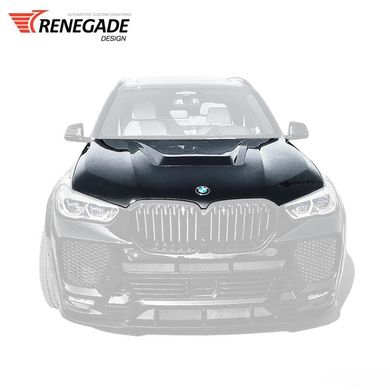 Капот BMW X5 G05/F95 \ X6 G06/F96 Renegade Design вариант2, Серый грунт (под покраску), BMW, Капот, Требуется, Стеклопластик, X5, Новое, На штатные места, X5 (G05) 2019-