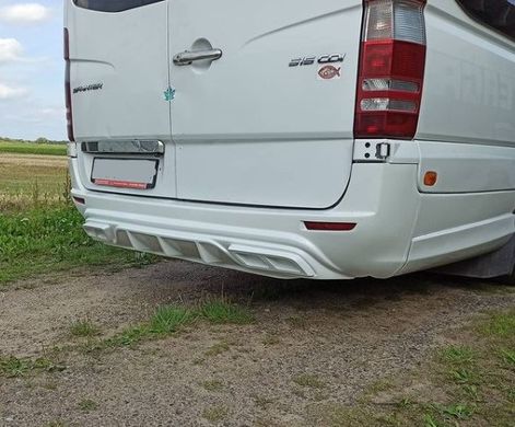 Задний бампер Mercedes Sprinter 906 2006-2017 г.в., Серый грунт (под покраску), Mercedes, Накладка на задний бампер, Требуется, Стеклопластик, Sprinter, Новое, На штатные места, SPRINTER 3-t (906) 2006-