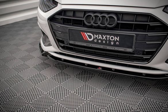 Накладка на передній бампер сплітер Audi A4 B9 рестайлінг 2019 р.в. Ауді А4 Б9, Черный, Зовнішній тюнінг, Audi, Накладка на передний бампер, Не требуется, ABS-пластик, A4, Новое, На штатные места, A4 (B9) 2015-