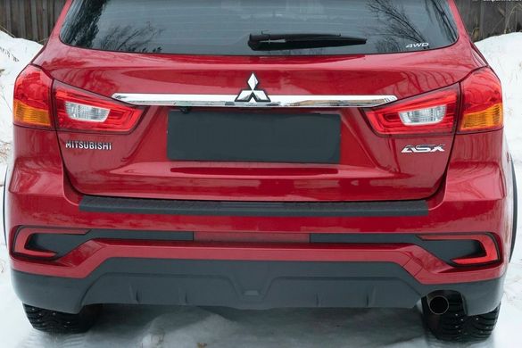 Накладка на задний бампер Mitsubishi ASX 2016-(I рестайлинг 2), Черный, Mitsubishi, Накладка на задний бампер, Не требуется, ABS-пластик, ASX, Новое, На штатные места