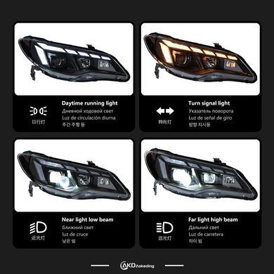 Передние тюнинг лед фары для Honda Civic FD2 2006-2012 г.в. Хонда Цивик, Honda, Альтернативная оптика, Civic, Новое, На штатные места, CIVIC VIII Sedan (FD, FA) 2005-