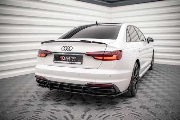 Диффузор заднего бампера Audi A4 B9 рестайлинг 2019+ г.в. Ауди А4 Б9, Черный, Внешний Тюнинг, Audi, Накладка на задний бампер, Не требуется, ABS-пластик, A4, Новое, На штатные места, A4 (B9) 2015-