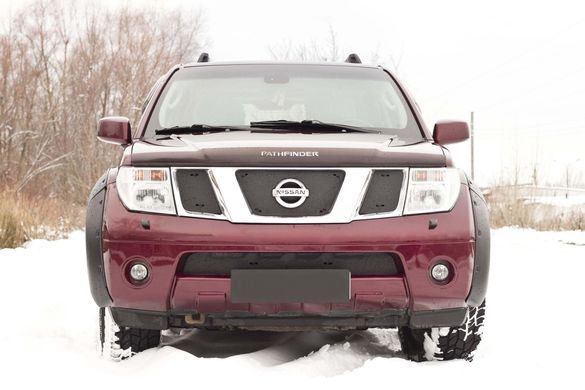 Зимняя заглушка решётки радиатора и переднего бампера Nissan Pathfinder 2004-2010 (R51) г.в.