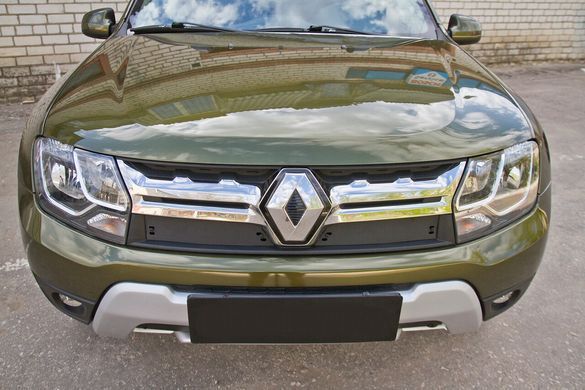 Зимова заглушка решітки радіатора Renault Duster 2015-2017 р.в. Рено Дастер, Черный, Захисні накладки, Renault, Не требуется, ABS-пластик, Duster, Новое, На штатные места, DUSTER 2010-