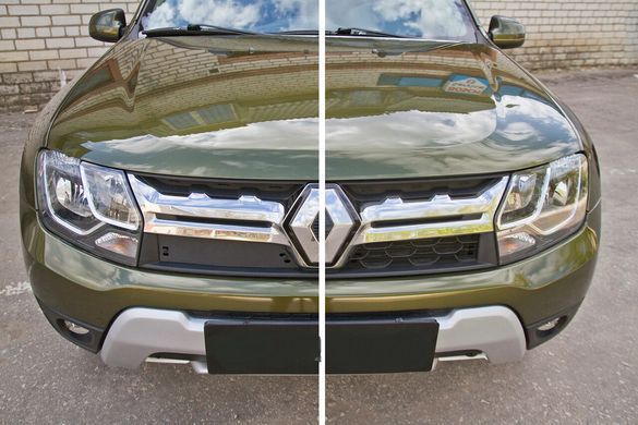 Зимова заглушка решітки радіатора Renault Duster 2015-2017 р.в. Рено Дастер, Черный, Захисні накладки, Renault, Не требуется, ABS-пластик, Duster, Новое, На штатные места, DUSTER 2010-