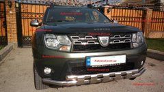 Защита переднего бампера (двойной ус с зубами) Renault Duster 2010-2017 г.в.