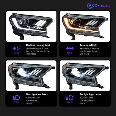 Передние тюнинг лед фары для Ford Ranger T6 \ Everest 2016-2021 г.в. Форд Ренджер \ Еверест, Ford, Альтернативная оптика, Ranger, Новое, На штатные места
