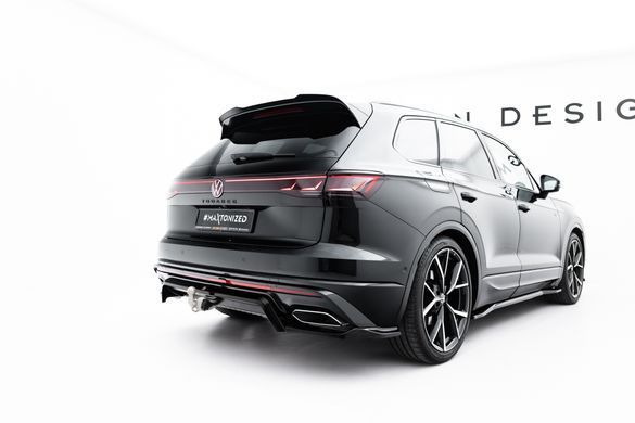 Накладка на задний бампер диффузор для Volkswagen Touareg 2023+ г.в. R-line рестайлинг, Черный, Volkswagen, Накладка на передний бампер, Не требуется, ABS-пластик, Touareg, Новое, На штатные места