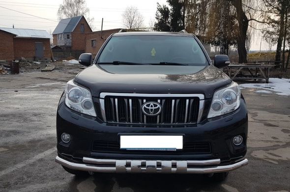 Защита переднего бампера двойной ус с зубами Toyota Prado 150 2009-2017 г.в.