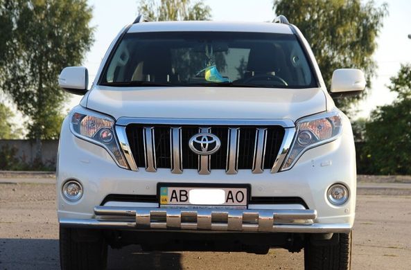 Защита переднего бампера двойной ус с зубами Toyota Prado 150 2009-2017 г.в.