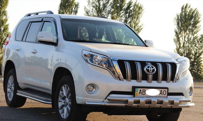 Защита переднего бампера двойной ус с зубами Toyota Prado 150 2009-2017 г.в.