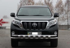 Защита переднего бампера двойной ус с зубами Toyota Prado 150 2009-2017 г.в.