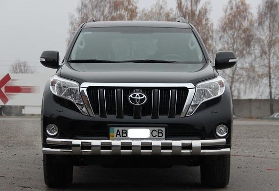 Защита переднего бампера двойной ус с зубами Toyota Prado 150 2009-2017 г.в.