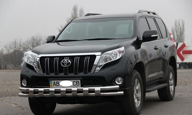 Защита переднего бампера двойной ус с зубами Toyota Prado 150 2009-2017 г.в.