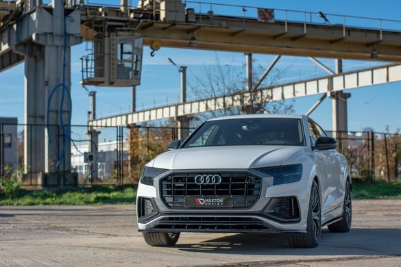 Накладка на передний бампер ( сплиттер, губа ) Audi Q8 2019- г.в. Maxton Design, Черный, Внешний Тюнинг, Audi, Накладка на передний бампер, Не требуется, ABS-пластик, Q8 2019-, Новое, На штатные места, Q8 2019-