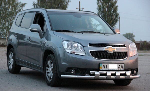 Защита переднего бампера ( двойной ус ) Chevrolet Orlando