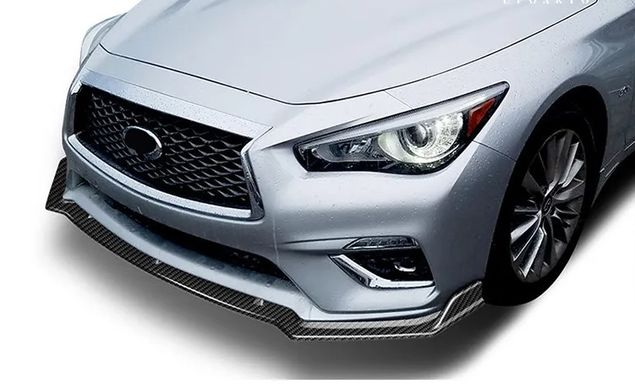 Спойлер переднего бампера Сплиттер Infiniti Q50 под бампер стандарт 2013+ г.в. Иифинити к50, Внешний Тюнинг, Infiniti, Накладка на передний бампер, ABS-пластик, Q50, Новое, На штатные места, Q50 (V37) 2013-