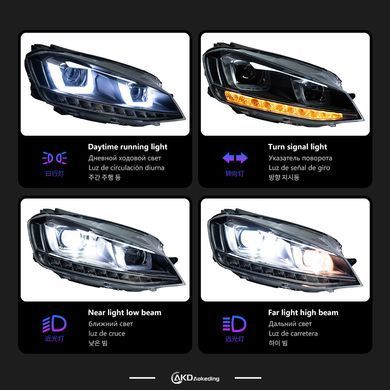 Передние тюнинг лед фары для Volkswagen Golf 7 2012-2019 г.в. Гольф 7, Volkswagen, Альтернативная оптика, Golf, Новое, На штатные места, GOLF VII (5G1) 2012-
