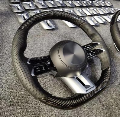 Карбонове кермо для Mercedes AMG GT W190 C190 W205 C205 W166 W167 W177 W213 W217 C217 W222 W223 W253 W257 W292 W463 W464, Деталі салону, Mercedes, Натуральная кожа, Новое, На штатные места