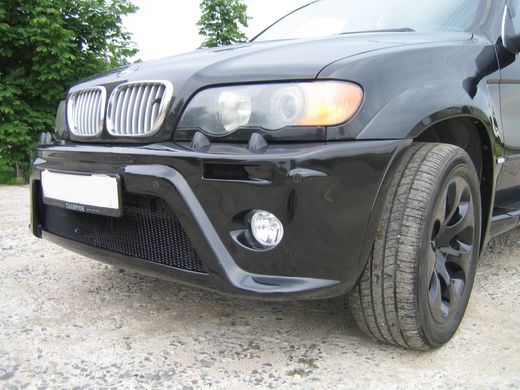 Передний бампер BMW X5 E53 1999-2003 г.в. в стиле HARTGE, Серый грунт (под покраску), BMW, Передний бампер, Требуется, Стеклопластик, X5, Новое, На штатные места, X5 (E53) 1999-2003