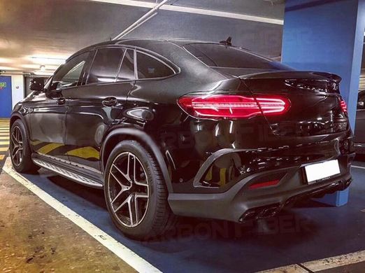 Накладки уголки заднего бампера Mercedes Gle Coupe 2015-2018 г.в. под бампер AMG, Черный, Внешний Тюнинг, Mercedes, Накладка на задний бампер, Не требуется, Стеклопластик, GLE, Новое, На штатные места, GLE-Klass