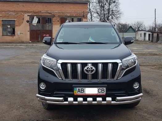 Защита переднего бампера двойной ус с зубами Toyota Prado 150 2009-2017 г.в.