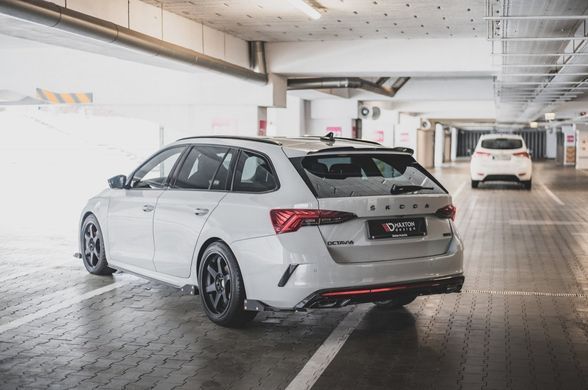 Накладки на задний бампер элероны Skoda Octavia RS 2020+ г.в. Шкода Октавиа, Черный, Внешний Тюнинг, Skoda, Накладка на задний бампер, Не требуется, ABS-пластик, Octavia, Новое, На штатные места, Octavia 2020-
