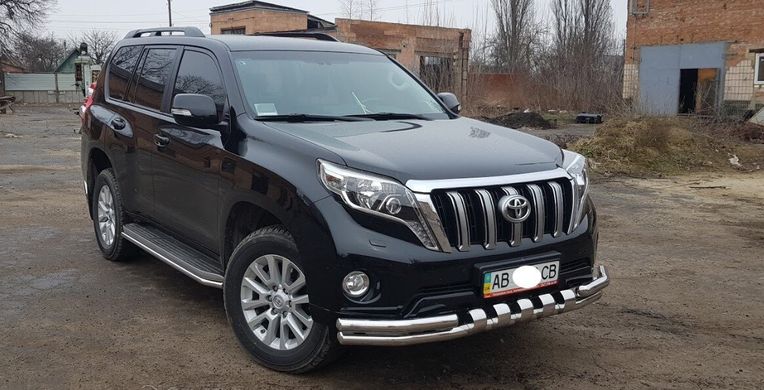 Защита переднего бампера двойной ус с зубами Toyota Prado 150 2009-2017 г.в.